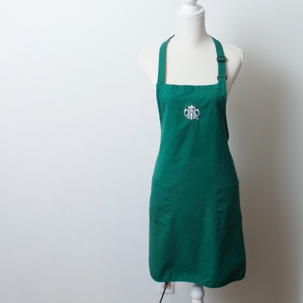 Starbucks Coffee Employee Apron Green Full Length